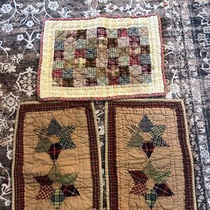 Antique Multicolor Quilted Kitchen Linens Set FIVE